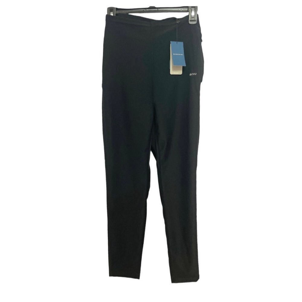 BVVU Womens‎ High-Waisted Sauna Pants Large Black Silver Workout Fat-Burner NWT